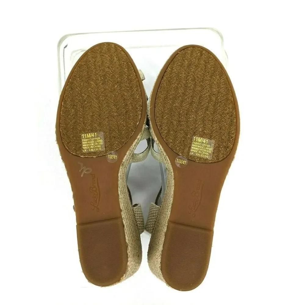 Lucky Brand Womens Jute Strappy Wedge Espadrille Sandal Size 11 Minimalist‎